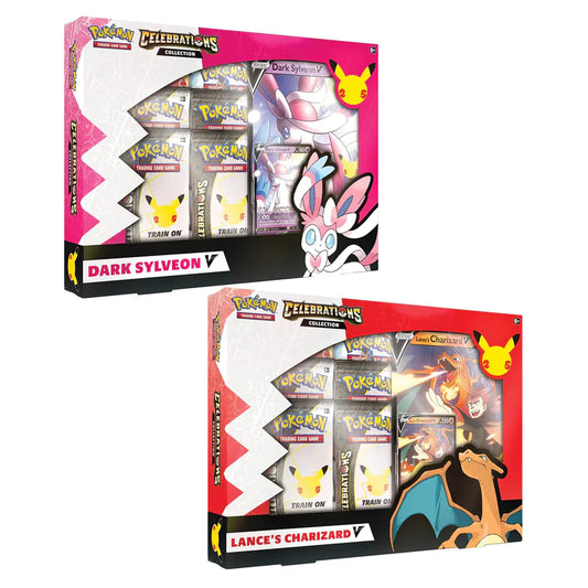 Pokemon TCG Celebrations Collections - V Box (Lance’s Charizard V and Dark Sylveon V)